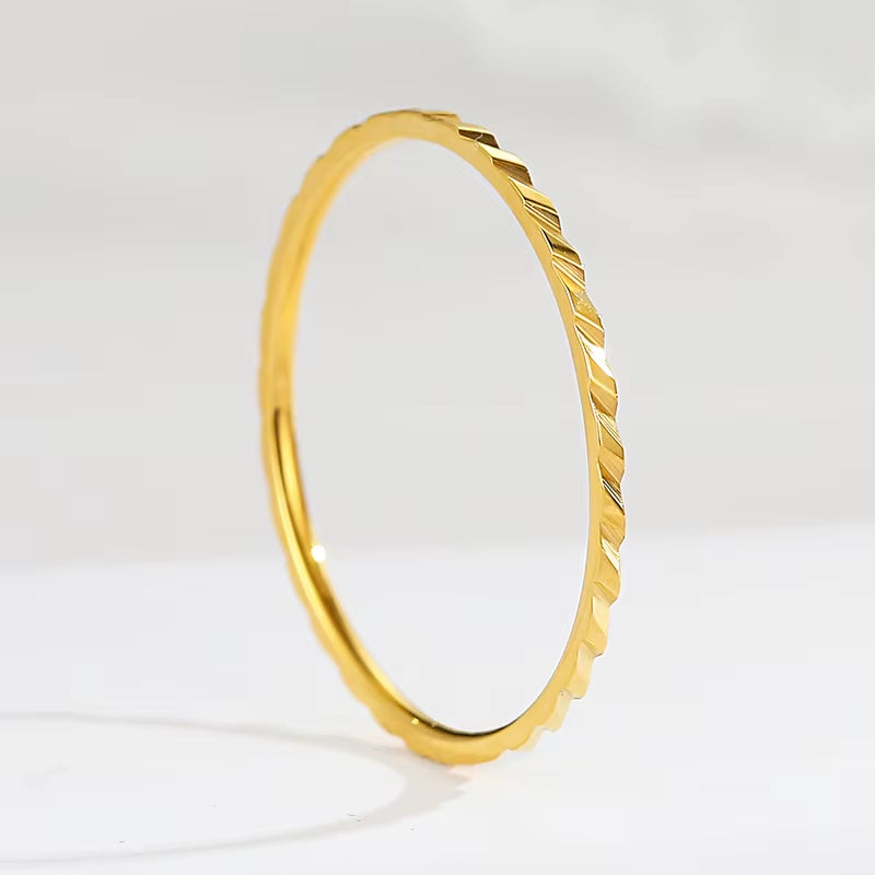 YF2270 Non Tarnish Waterproof Jewelry Stackable Rings Stainless Steel Jewelry 18K Gold Plated Zircon Stacking Ring for Women