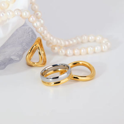 Chris April Waterproof Hypoallergenic 316L Stainless Steel Gold & Silver Multi-Layer Ring for Women