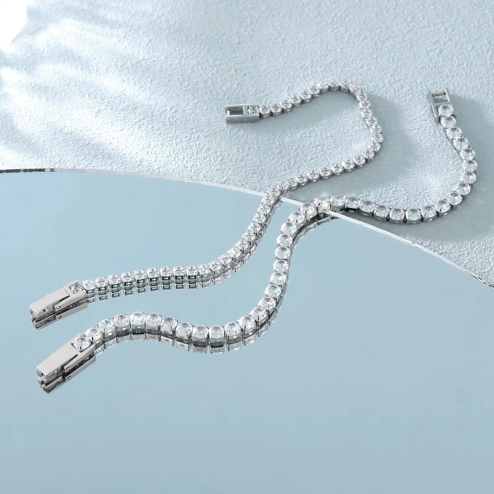 Iced Out Stainless Steel Diamond Bracelet Fashion Luxury Jewelry 3Mm 2Mm Women Men Classic 5A CZ Cubic Zirconia Tennis Bracelet