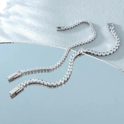 Iced Out Stainless Steel Diamond Bracelet Fashion Luxury Jewelry 3Mm 2Mm Women Men Classic 5A CZ Cubic Zirconia Tennis Bracelet