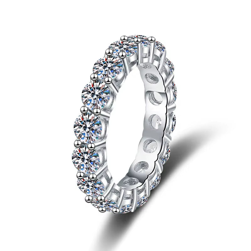 Fine Jewelry Wholesale Prices 3MM/4MM Vvs1Eternal Moissanite Rings Band SS925 Sterling Silver of Ladies Wedding Stackable Rings