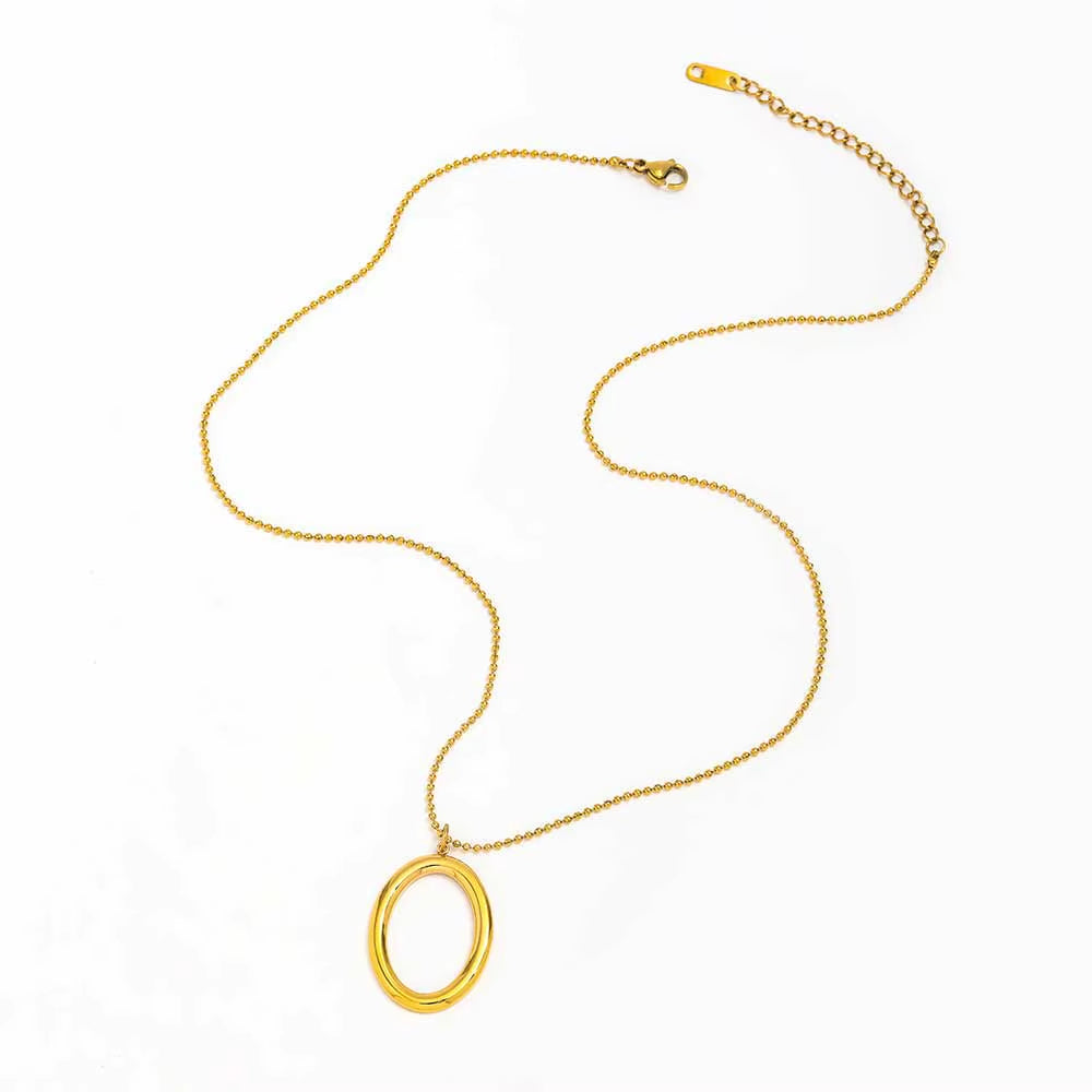 Joolim Jewelry 18K Gold Plated Oval Pendant Sweater Necklace Stainless Steel Jewelry Wholesale