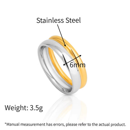 Chris April Waterproof Hypoallergenic 316L Stainless Steel Gold & Silver Multi-Layer Ring for Women