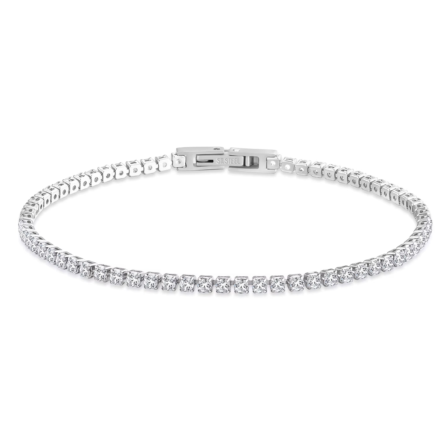 Iced Out Stainless Steel Diamond Bracelet Fashion Luxury Jewelry 3Mm 2Mm Women Men Classic 5A CZ Cubic Zirconia Tennis Bracelet