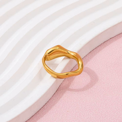 Joolim High End Unique Special 18K PVD Gold Plated Irregular Stainless Steel Ring for Women Fashion Jewelry