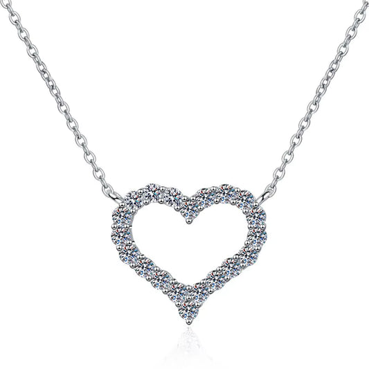 Hot Sale Fine Jewelry S925 Sterling Silver Full Diamond VVS1 Moissanite Love Heart Pendant Necklace Valentine'S Day Jewelry Gift