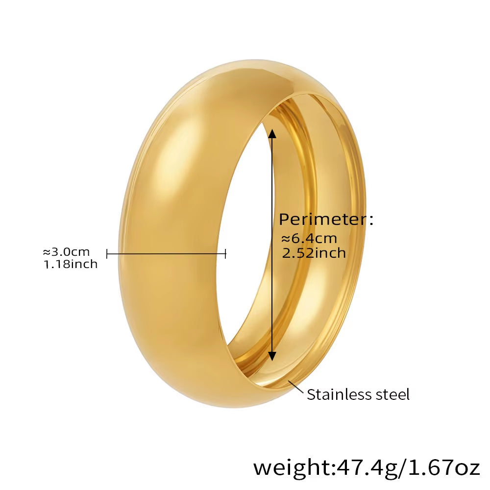 High End 18K PVD Gold Plated Chunky Cambered Surface Simple Bangle Bracelet Women Trendy Stainless Steel Gifts Wholesale